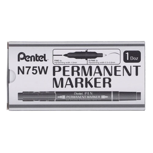 Foliopis Pentel dustronny, czarny mix mm (N75W-AE)