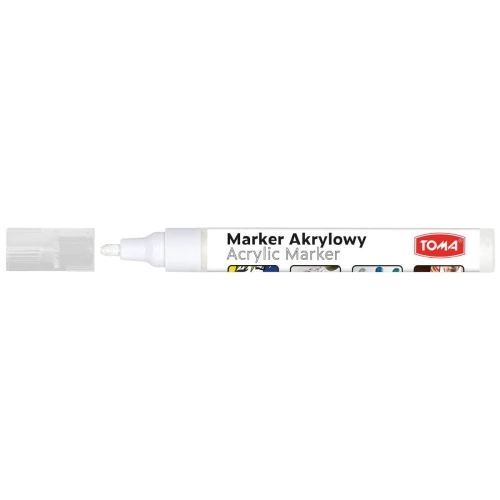 Marker specjalistyczny Toma akrylowy-biały, biały 2,5 mm okrągła końcówka (TO-402)