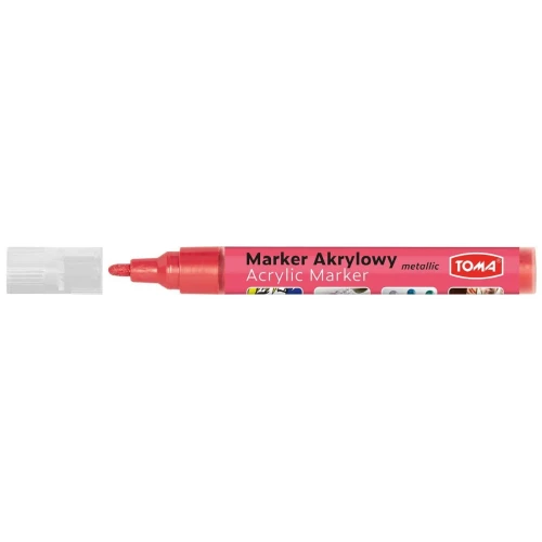 Marker specjalistyczny Toma akrylowy-czerwony neonowy metaliczny, czerwone 2,5 mm okrągła końcówka (TO-402)