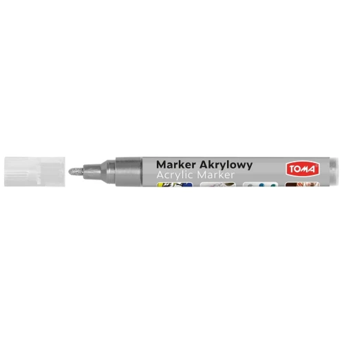 Marker specjalistyczny Toma akrylowy-srebrny, srebrny 2,5 mm okrągła końcówka (TO-402)