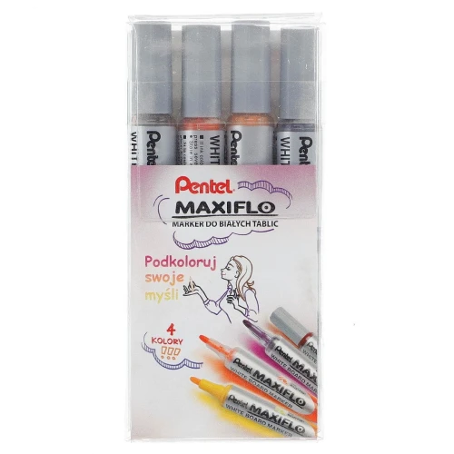 Marker suchościeralny Pentel, 4 kolory 1,1-2,2 mm okrągła końcówka (MWL5S-4W)