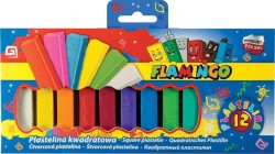 Plastelina kwadratowa Flamingo 12 kolorów