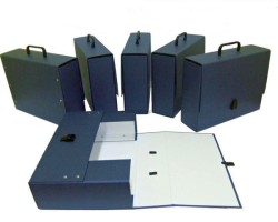 Teczka z szerokim grzbietem na zatrzask Delfin A4 kolor: granatowy (5907623219633)