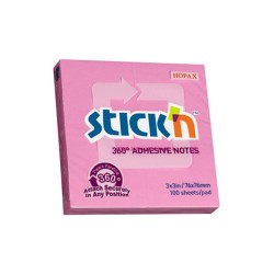 Notes samoprzylepny Stick'n 360 stopni różowy 100k 76 mm x 76 mm (21554)
