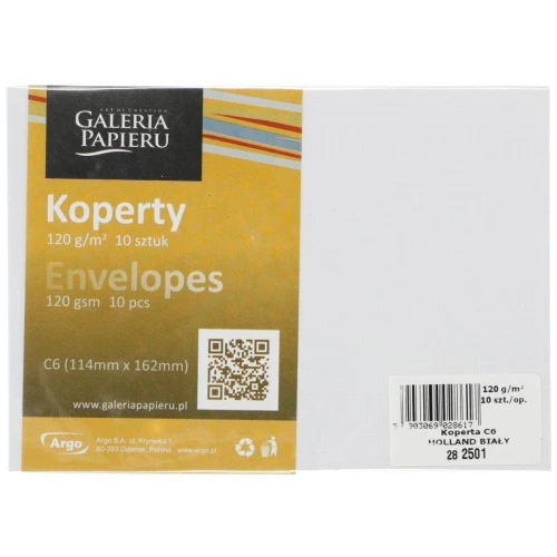 Koperta Galeria Papieru C6 - biała (282501)