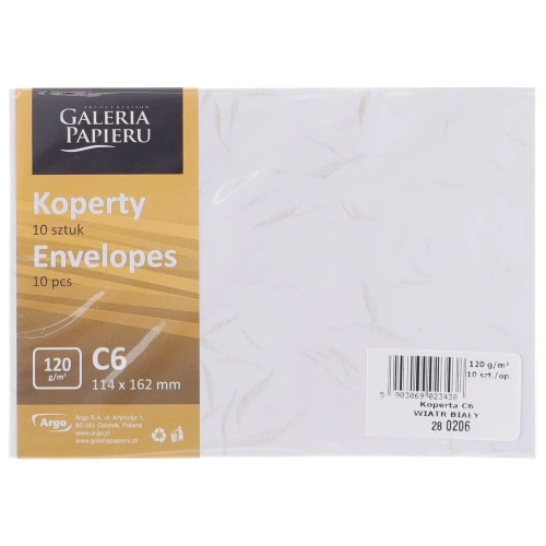 Koperta Galeria Papieru WIATR BIAŁY C6 - biały 114 mm x 162 mm (280206)