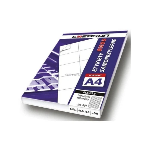Etykieta samoprzylepna Emerson A4 - biały 105 mm x 37 mm (eta4105x037w)