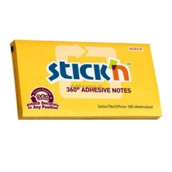 Notes samoprzylepny Stick'n 360 stopni żółty ciemny 100k 76 mm x 127 mm (21555)