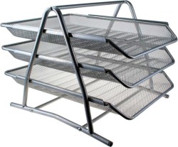 Szuflada na dokumenty Titanum srebrna metalowa 3 półki 24x24x32 cm (M-301S)