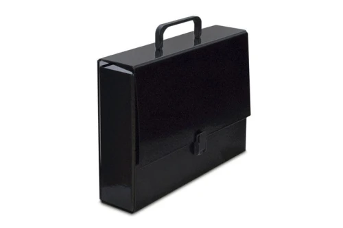 Teczka z szerokim grzbietem na zatrzask VauPe classic II A4 kolor: czarny (305/02)