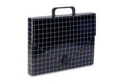 Teczka z szerokim grzbietem na zatrzask VauPe A4 kolor: czarny (300/02)