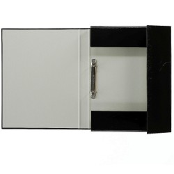 Teczka z szerokim grzbietem na gumkę VauPe box z mech. ringowym A4 kolor: czarny (325/02)