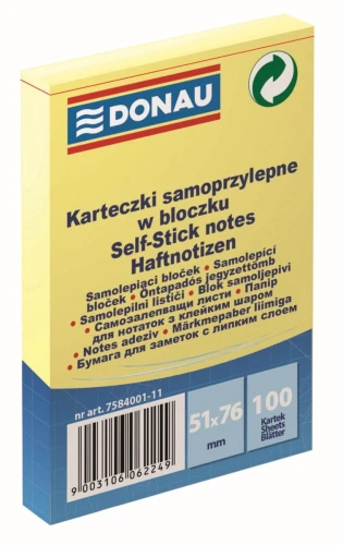 Notes samoprzylepny Donau żółta 100k 51 mm x 76 mm (7584001)