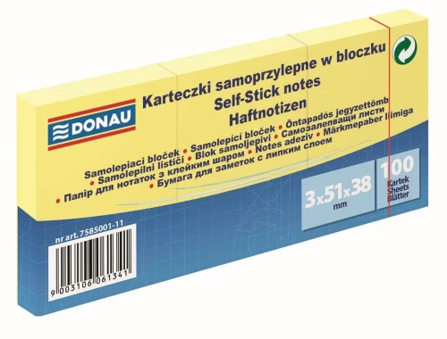 Notes samoprzylepny Donau żółty 100k 38 mm x 51 mm (7585001-11)