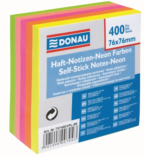 Notes samoprzylepny Donau mix fluo 400k 76 mm x 76 mm (7574001PL-99)