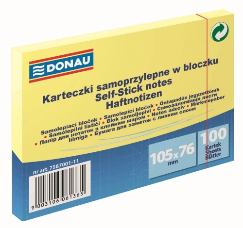 Notes samoprzylepny Donau żółty jasny 100k 105 mm x 76 mm (7587001-11)
