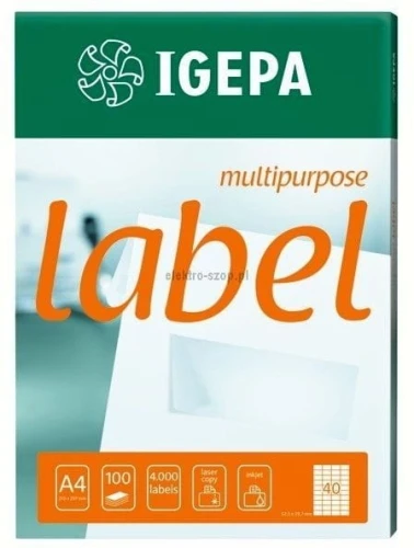 Etykieta samoprzylepna Igepa Label Multipurpose A4 - biały 210 mm x 148 mm