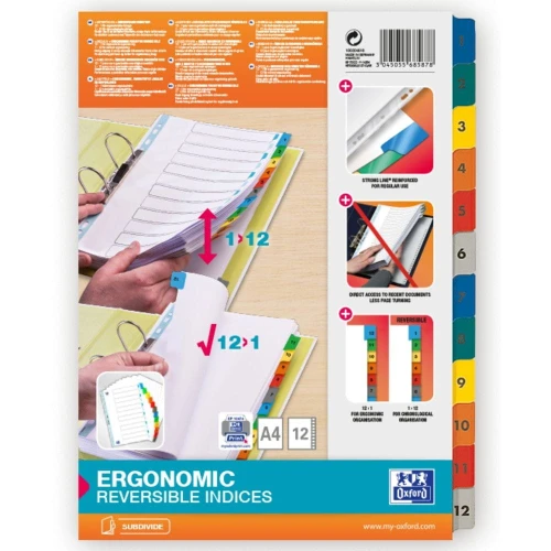 Przekładka numeryczna Elba Mylar 1-12 A4 mix kolorów 170g 12k 1-12 210 mm x 297 mm (100204616)