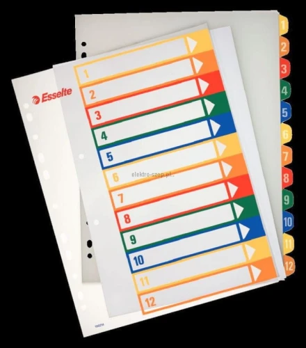 Przekładka numeryczna Esselte Maxi A4 mix kolorów 12k 1-12 245 mm x 305 mm (100214)