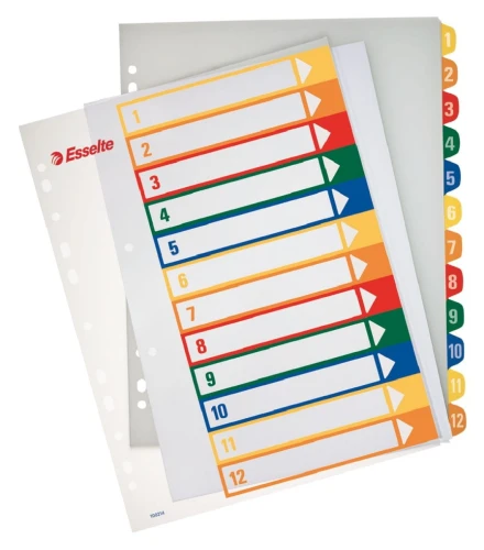Przekładka numeryczna Esselte Maxi A4 mix kolorów 12k 1-12 245 mm x 305 mm (100214)