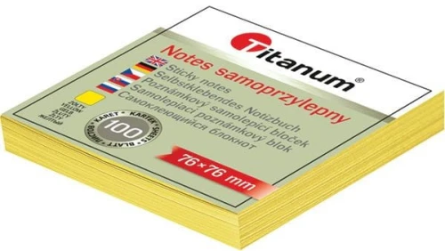 Notes samoprzylepny Titanum żółty 100k 76 mm x 76 mm (S-2003)