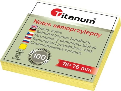 Notes samoprzylepny Titanum żółty 100k 76 mm x 76 mm (S-2003)