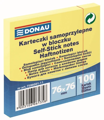 Notes samoprzylepny Donau żółty 100k 76 mm x 76 mm (7586001)