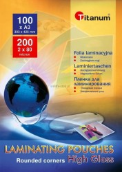 Folia do laminowania Titanum A3 - przezroczysty 80 mic. 303 mm x 426 mm