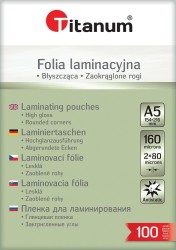 Folia do laminowania Titanum A5 - przezroczysty 80 mic. 154 mm x 216 mm