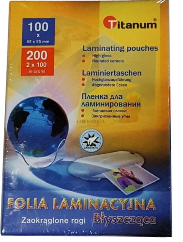 Folia do laminowania Titanum - przezroczysty 100 mic. 65 mm x 95 mm