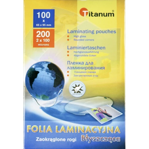Folia do laminowania Titanum - przezroczysty 100 mic. 65 mm x 95 mm