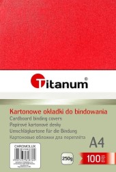 Karton do bindowania Titanum skóropodobny A4 - czerwony 250 g