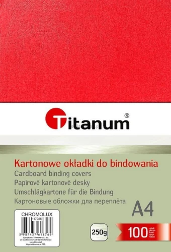 Karton do bindowania Titanum skóropodobny A4 - czerwony 250 g