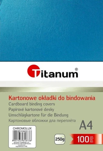 Karton do bindowania Titanum skóropodobny A4 - niebieski 250 g