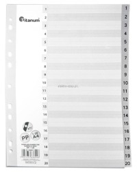 Przekładki do segregatora PP Titanum A4 20 kartek indeks numeryczny (IN20)