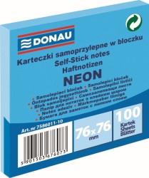 Notes samoprzylepny Donau Neon niebieski 100k 76 mm x 76 mm (7586011-10)