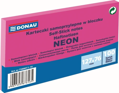 Notes samoprzylepny Donau Neon różowy 100k 127 mm x 76 mm (7588011-16)