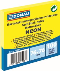 Notes samoprzylepny Donau Neon żółty 100k 76 mm x 76 mm (7586011-11)