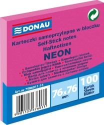 Notes samoprzylepny Donau Neon różowy 100k 76 mm x 76 mm (7586011-16)