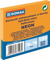 Notes samoprzylepny Donau Neon pomarańczowy 100k 76 mm x 76 mm (7586011-12)