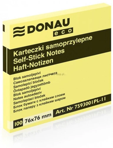 Notes samoprzylepny Donau Eco żółty 100k 76 mm x 76 mm (7593001PL-11)