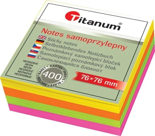 Notes samoprzylepny Titanum mix fluo 400k 76 mm x 76 mm (YGSF-02)