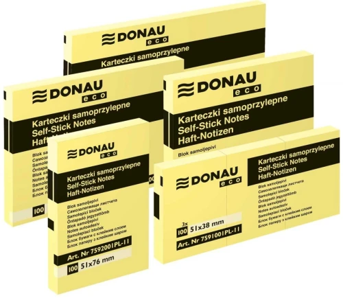Notes samoprzylepny Donau Eco żółty 100k 101 mm x 76 mm (7594001PL-11)