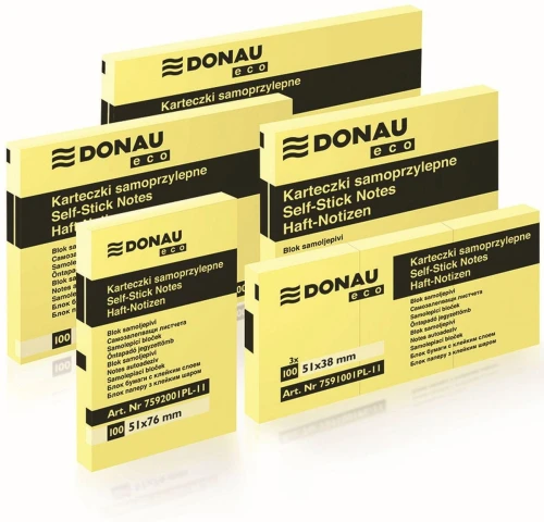 Notes samoprzylepny Donau Eco żółty 100k 51 mm x 76 mm (7592001PL-11)