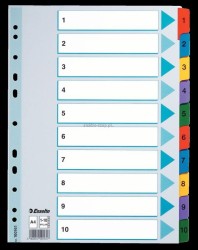 Przekładka numeryczna Esselte Mylar kartonowe A4 mix kolorów 160g 10k 1-10 (100161)