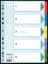 Przekładka numeryczna Esselte Mylar kartonowe A4 różnokolorowy 160g 5k 1-5 (100160)