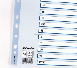 Przekładka alfabetyczna Esselte Mylar kartonowe A4 mix kolorów 160g 20k A-Z (100166)