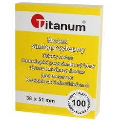 Notes samoprzylepny Titanum żółty 100k 38 mm x 51 mm (S-2005)