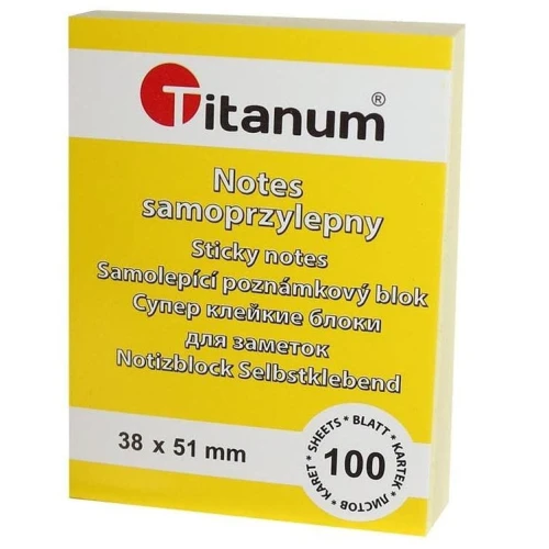 Notes samoprzylepny Titanum żółty 100k 38 mm x 51 mm (S-2005)