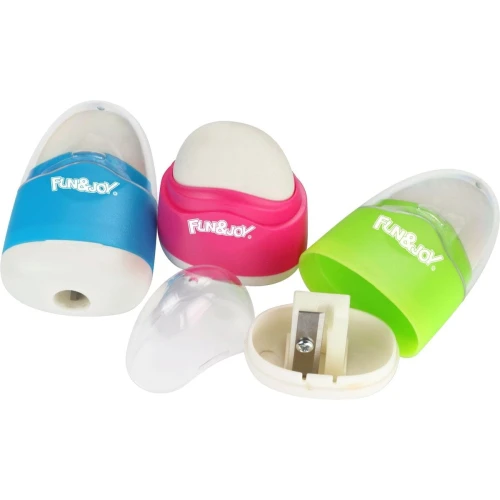 Temperówki plastikowe z gumką Fun&amp;Joy mix kolorów